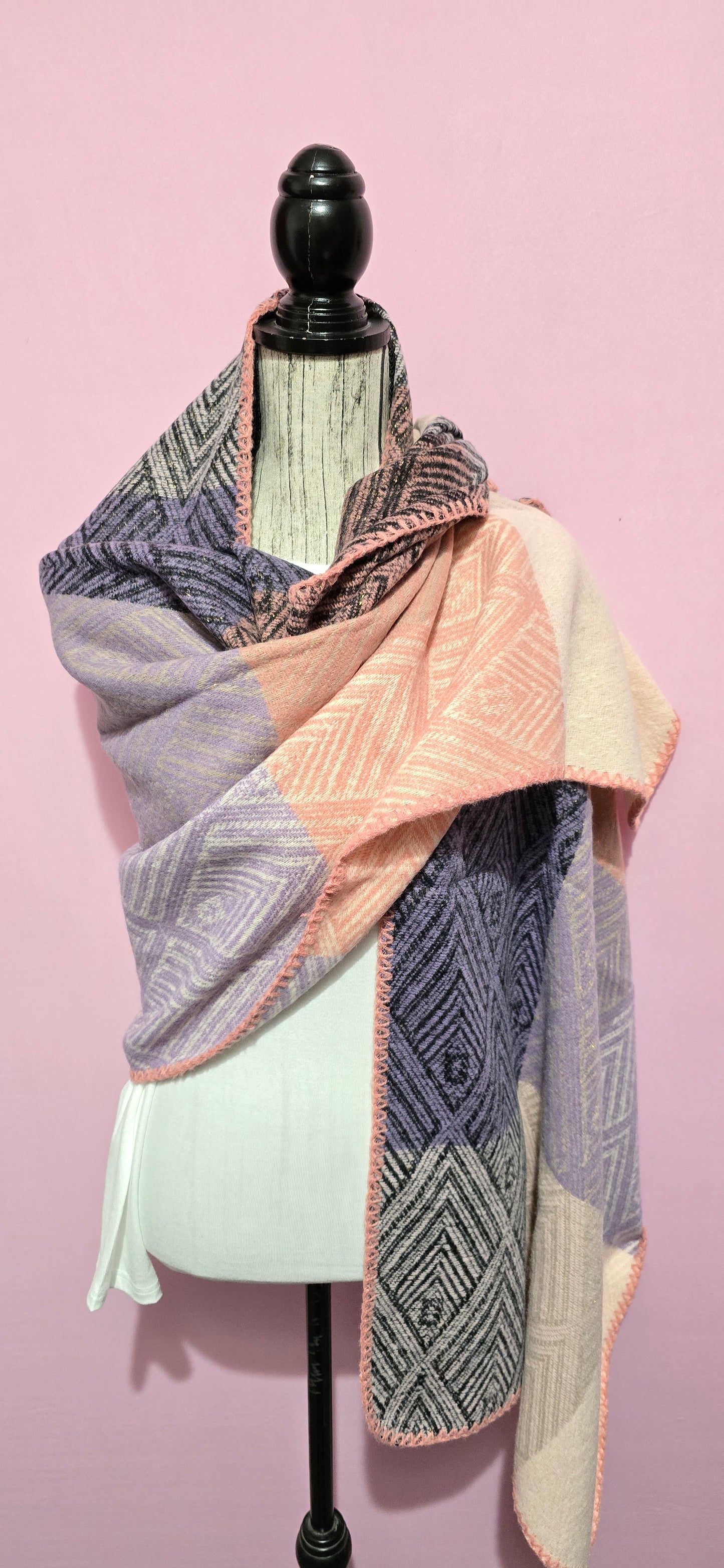 Stola Geometrie rosa