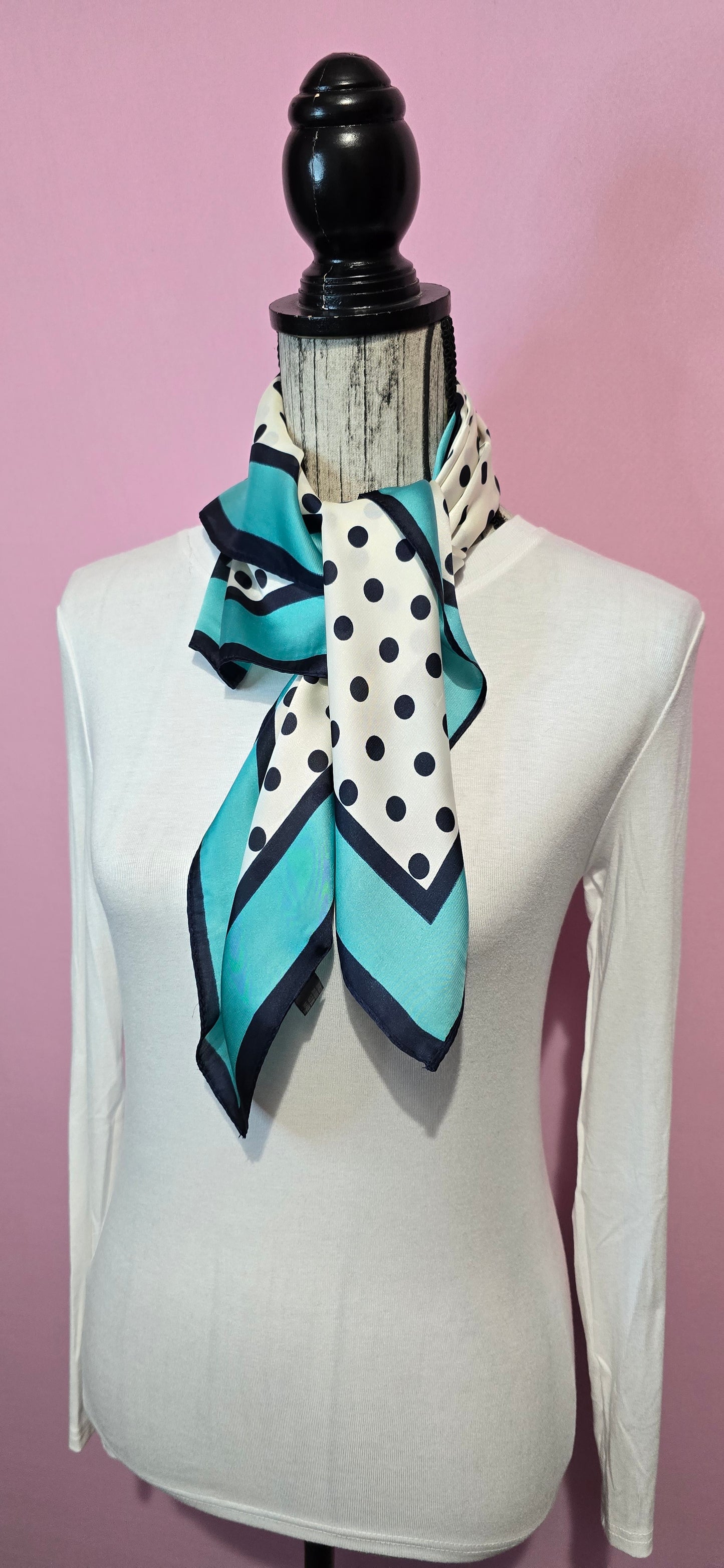 Fazzoletto da collo pois blu