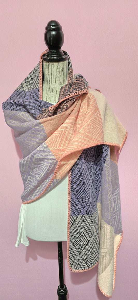 Stola Geometrie rosa