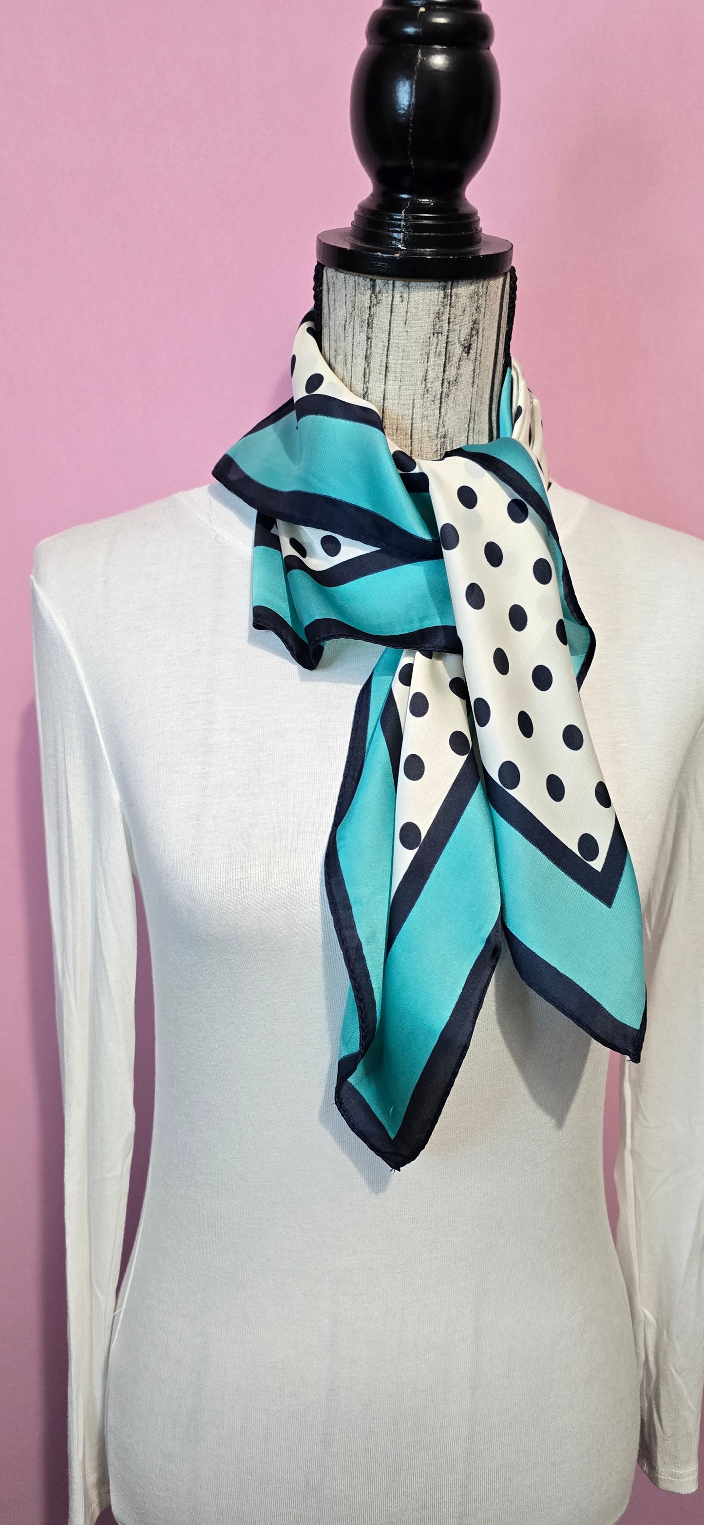 Fazzoletto da collo pois blu