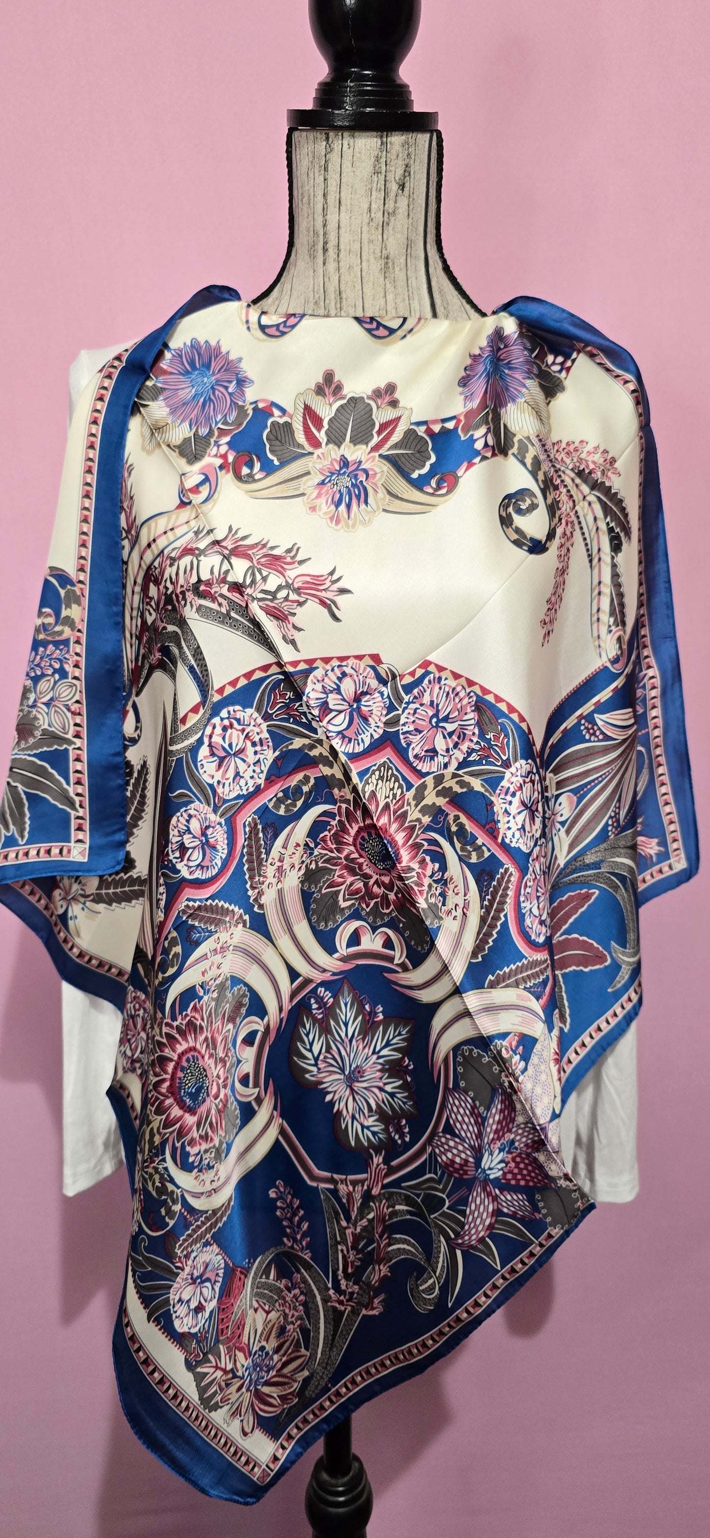 Fazzoletto da collo fiori fucsia