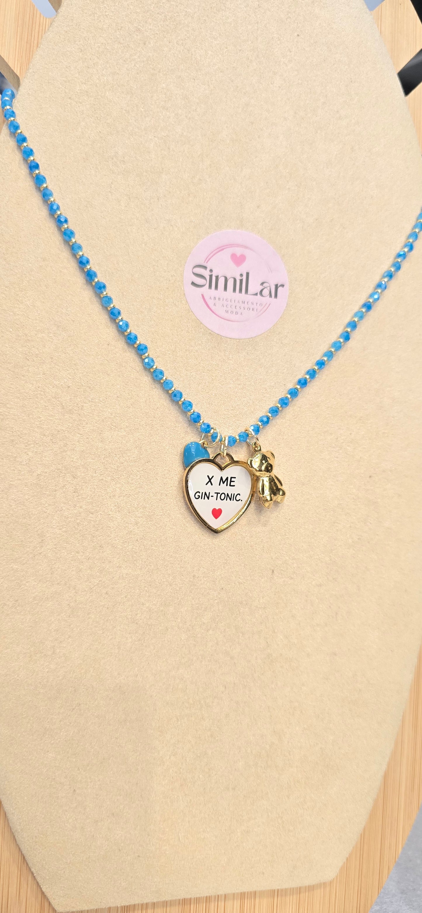 # Collana CRISTALLINI bianca " x me gin tonic " 3 charms