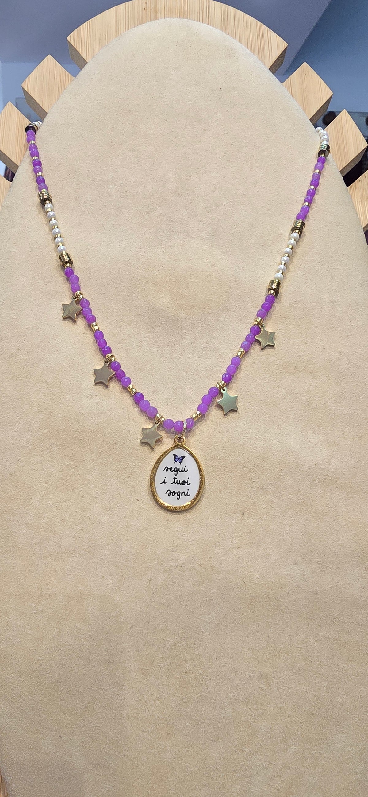 @ Collana MOOD perline e stelle viola SEGUI I TUOI SOGNI
