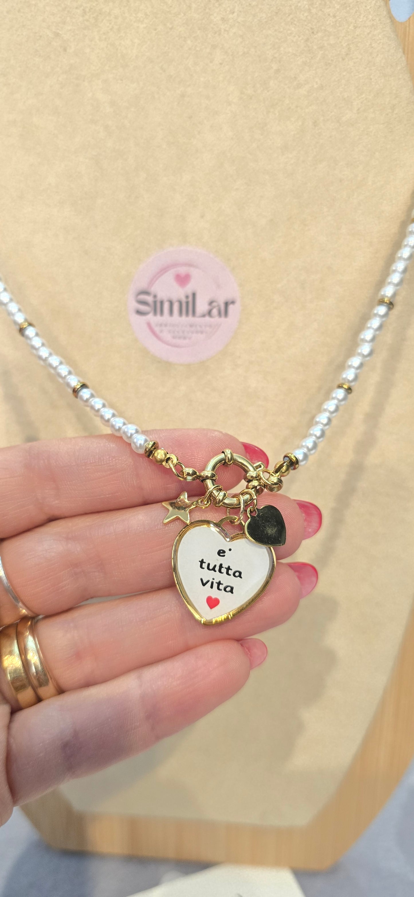 # Collana MOOD pallini "e' tutta vita"  perle
