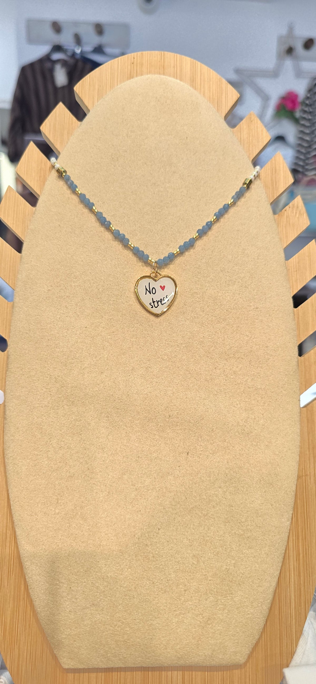 # Collana "MOOD" perline azzurre NO STRESS