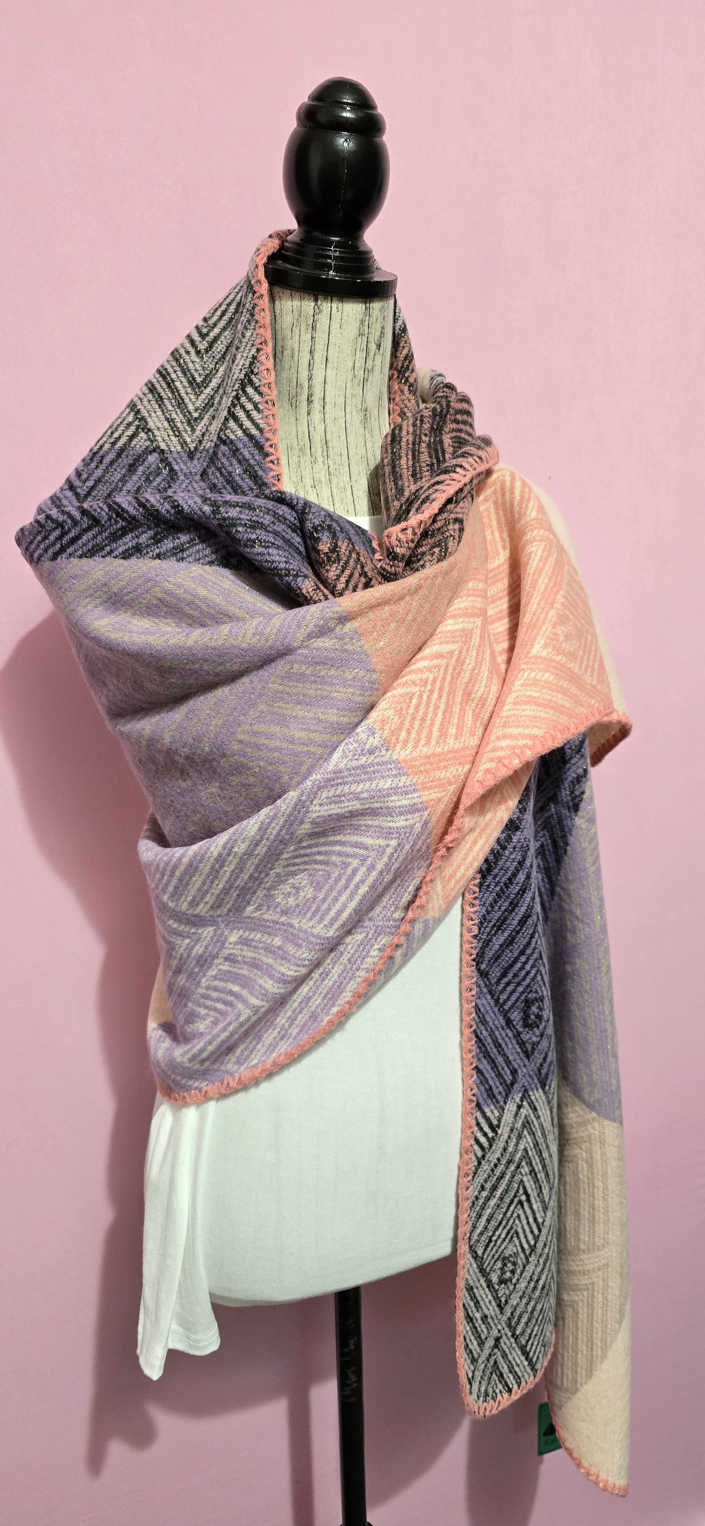 Stola Geometrie rosa