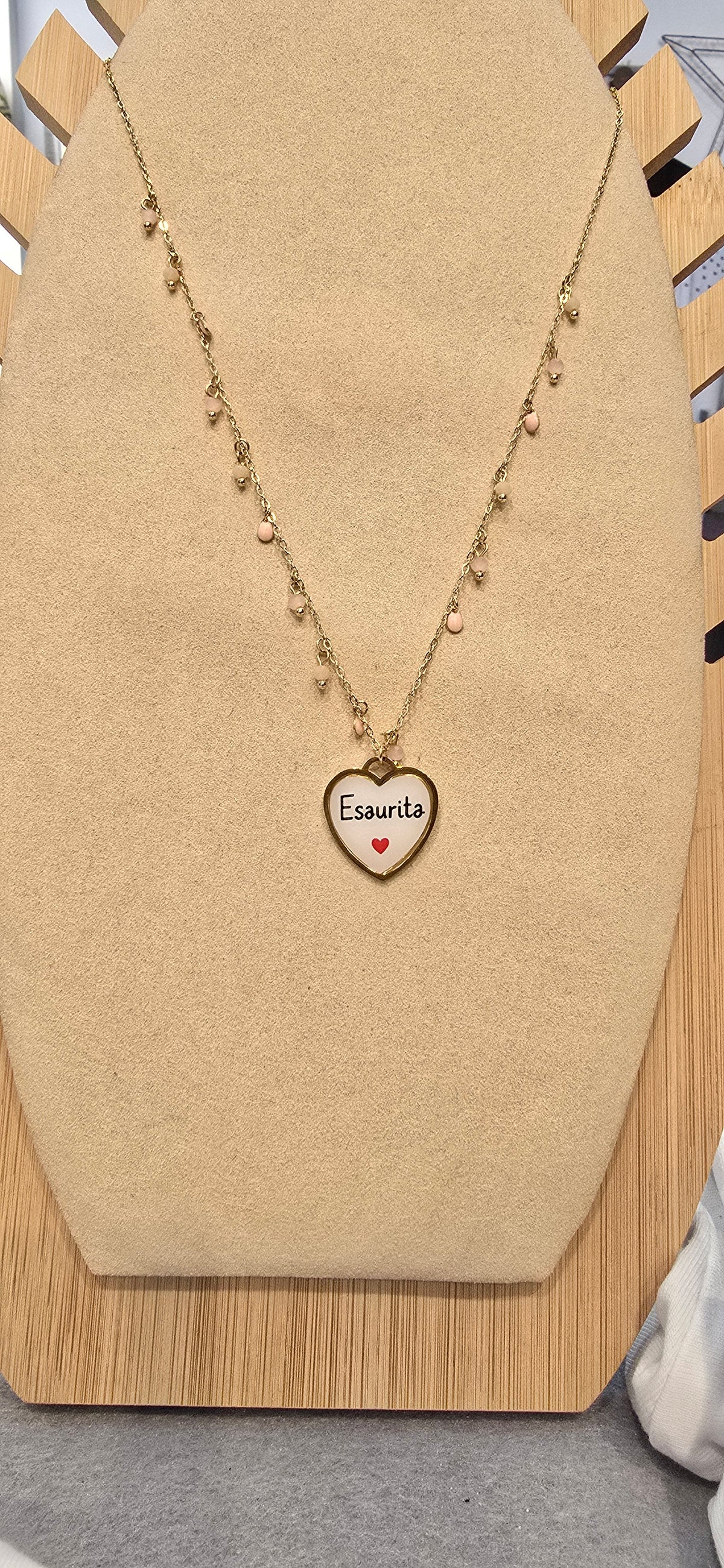 # Collana MOOD ciondolini rosa  " ESAURITA"