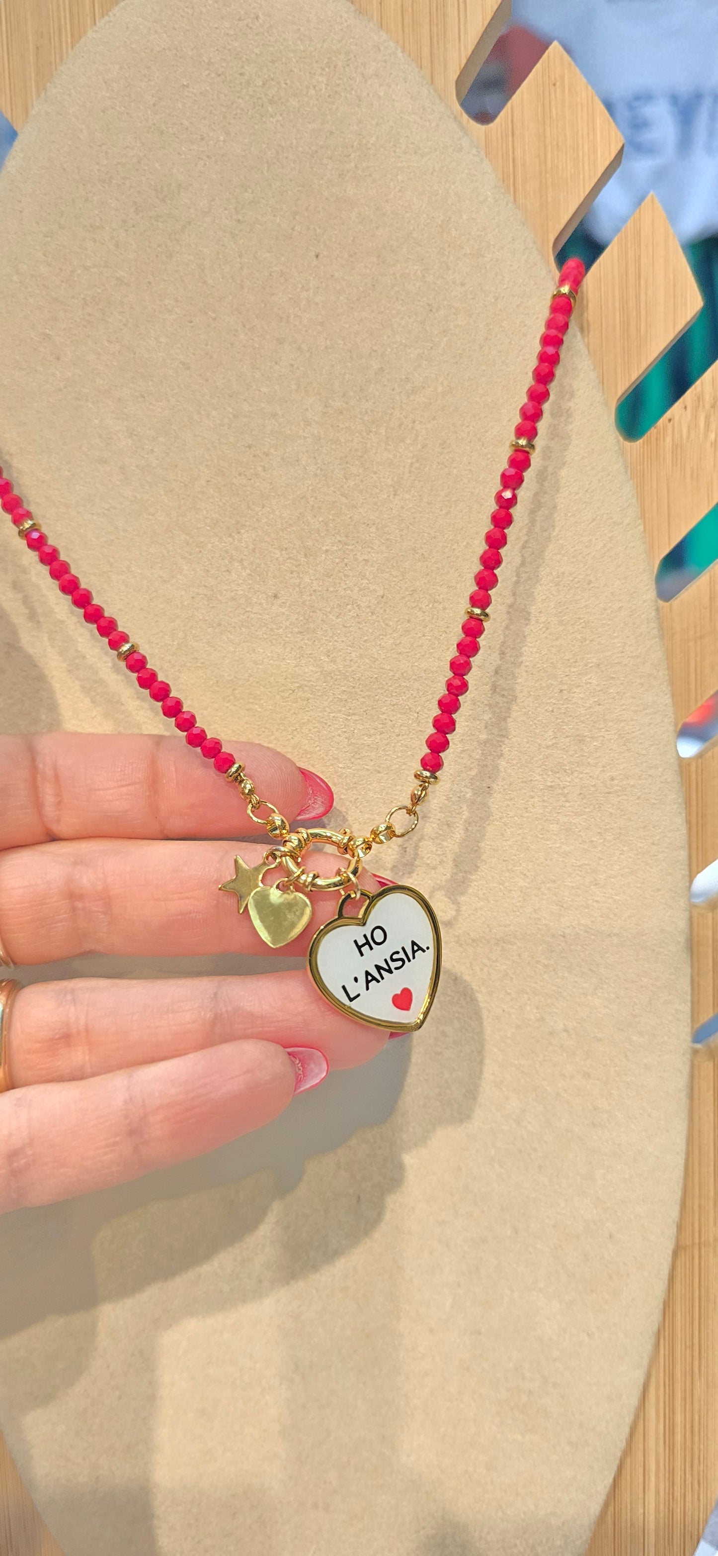 # Collana MOOD pallini rossetto l' ansia"