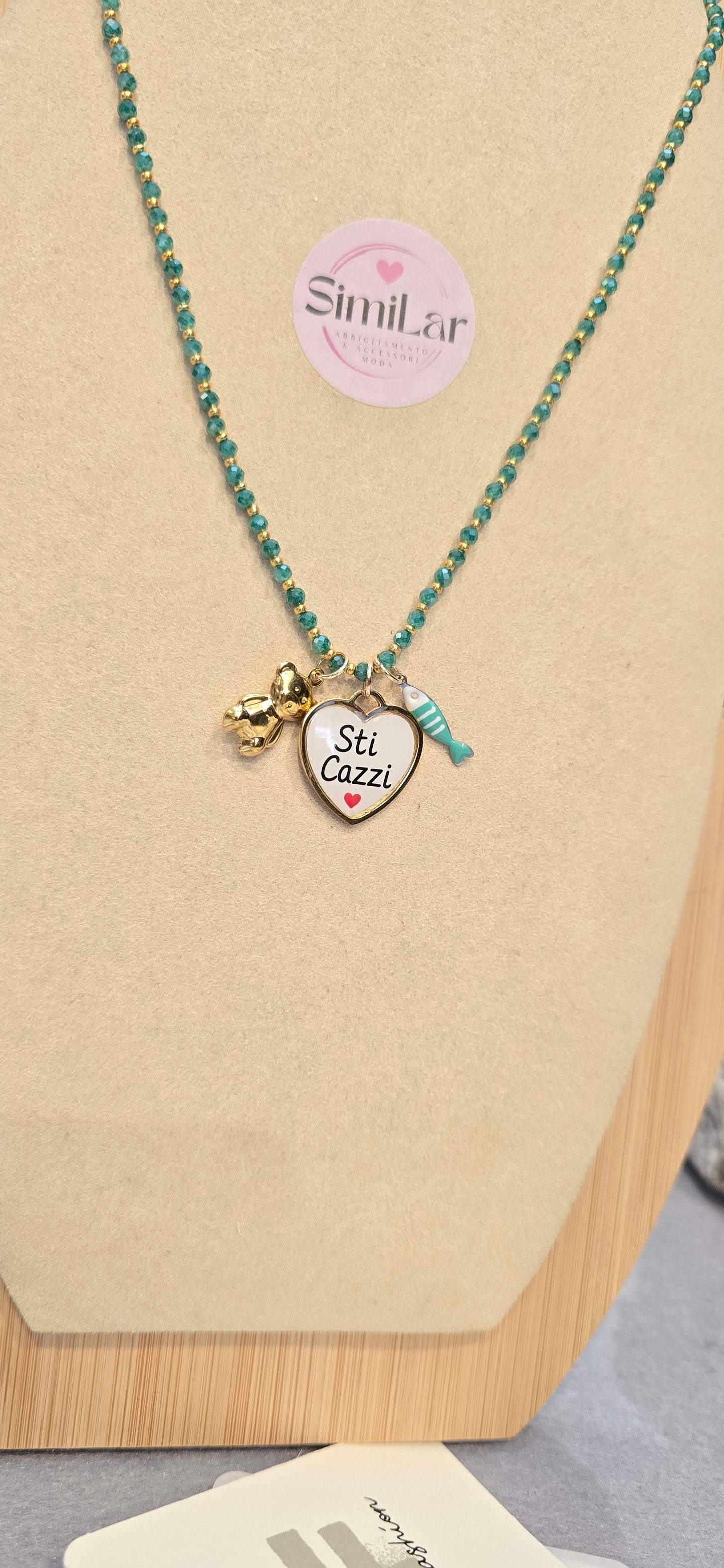 # Collana CRISTALLINI bianca " sti caxxi" 3 charms