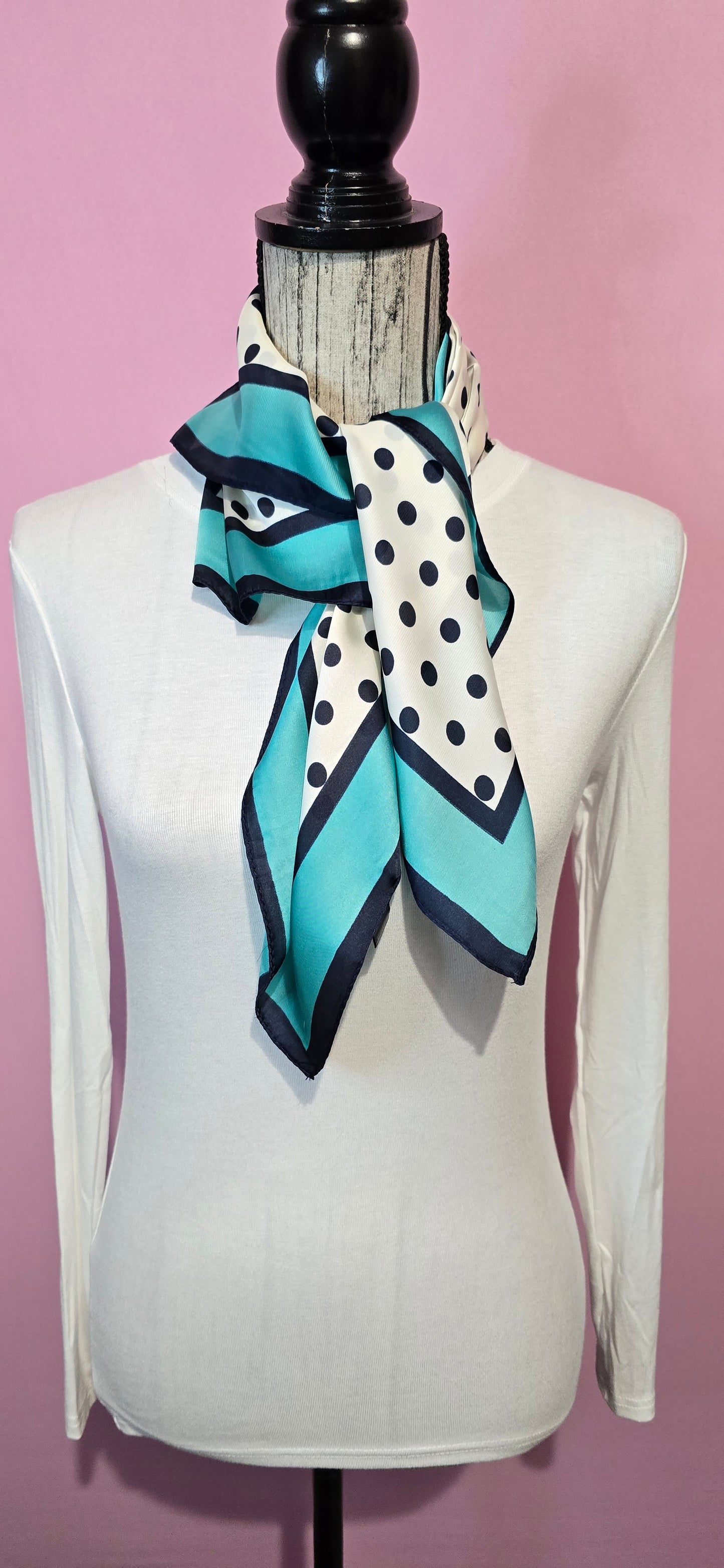 Fazzoletto da collo pois blu